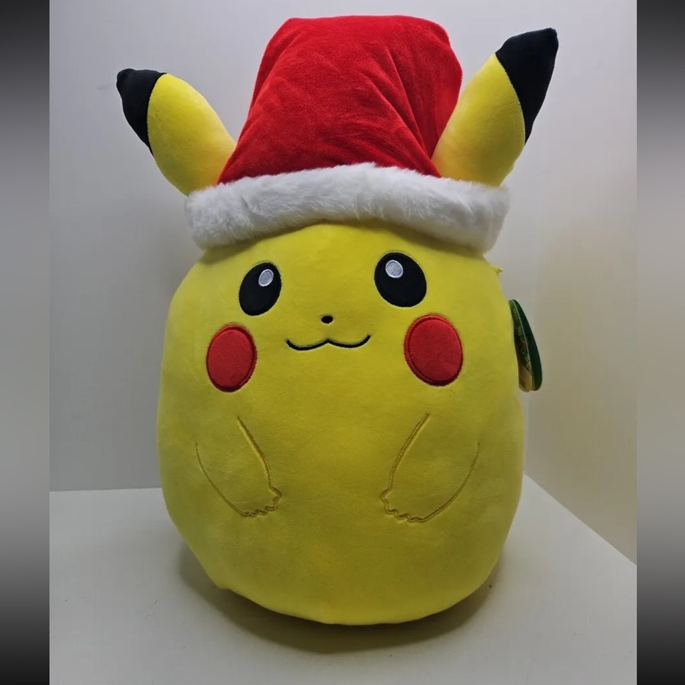 NEW Pokémon Pikachu 14" Squishmallow Holiday Plush Santa Hat KellyToy JAZWARES